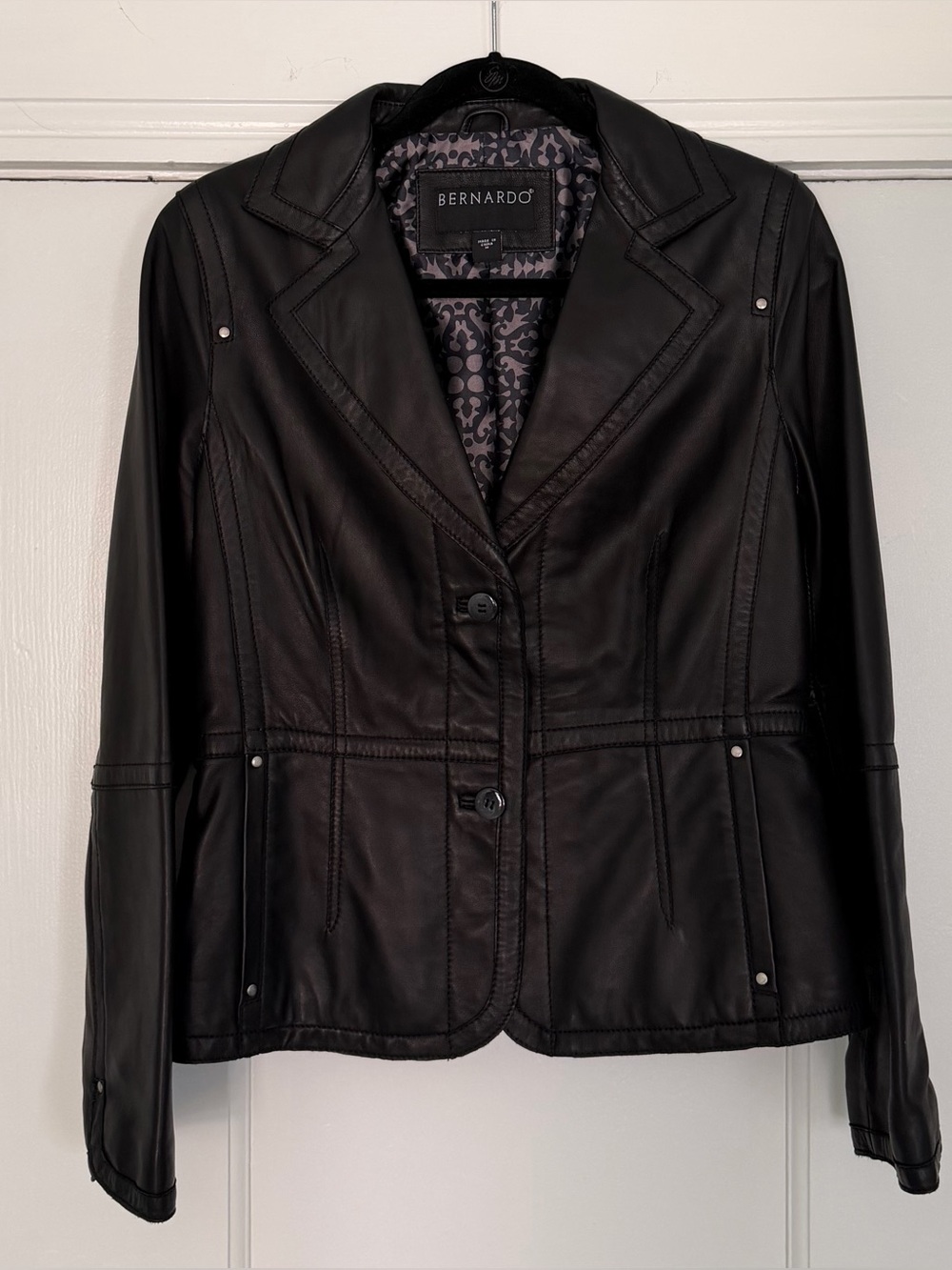 Bernardo Black Leather Tailored Blazer Jacket